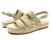 Caslon Womens 8 Ashton Espadrille Platform Sandal Gold Metallic Tan Woven Summer