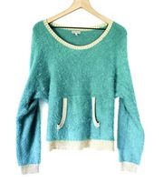 VINTAGE JUICY COUTURE TEAL FUZZY SWEATER - SIZE XL