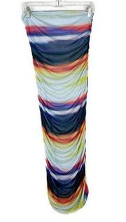 NWOT  Multicolor Strapless Ruched Bodycon Dress Size Small S