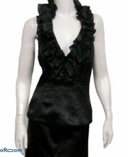 White House Black Market Black Silk Halter & Skirt Set size 4 WHBM