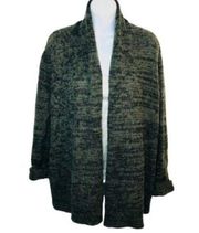 TOBI Marled Chunky Knit Open Shawl Cardigan Sweater Gray Black S