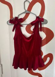 Red Velvet Corset Peplum Top