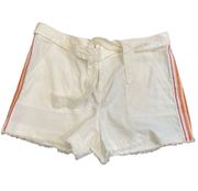 I.N.C x Trina Turk Linen Embroidered Belted Shorts White Size 12