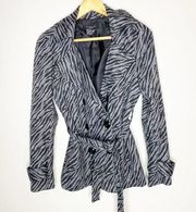 Sandro Sport Zebra Striped Knit Short Trench Coat Small