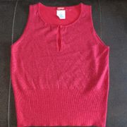 Y2K Espirit sweater tank top pink glitter knitted sleeveless M metallic Vtg