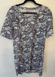 Jockey Sleep Nightgown Size Medium Cotton Blue/Purple Paisley Short Sleeve NEW