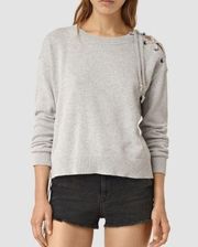 AllSaints Light Gray Revo Lace Jumper Pullover Sweater S