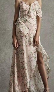 David’s Bridal Vera Wang Printed Asymmetric Ruffle Bridesmaid Dress