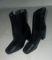 Black Leather Heeled Boots