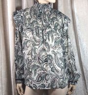 Ophelia Roe Ruffled Smock Top Medium New