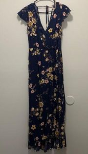 Band of Gypsies NWT  Blue Floral Maxi Dress Size XS