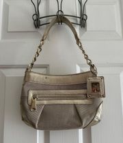 Blue Label Metallic Leather Shoulder Bag