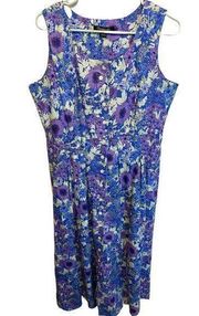 Chadwicks Sleeveless Full Button Blue & Purple Floral Maxi Dress Size 10P