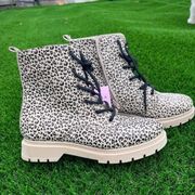 Serra Women's Multicolor Ankle Side Zip Leopard Print Combat Boots Size 7 NWT