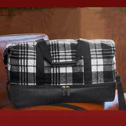 Plaid Black White Weekender Duffle Bag