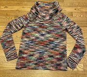 Multicolor Cowl Neck Sweater
