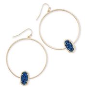 Kendra Scott Elora Gold Hoop and Blue Drusy Earrings