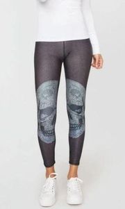 Terez Crystal Skull Leggings, Size XS, Charcoal