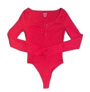 Victoria secret pink red long sleeve bodysuit