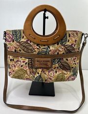 Relic Brand Collection Floral Handbag Canvas Wood Summer Crossbody Festive
