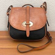 Verona Cristina Collection Black/Brown Leather Saddle Crossbody