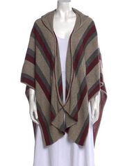 360 Cashmere Wool Shawl Cloak Long Striped Knit Cape Poncho Cardigan