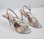 NEW Ted Baker Theanam Leather Metallic Glitter Pumps Silver Size 10