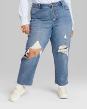 Wild Fable Plus Size Distressed Button Fly Ankle Straight Leg Jeans Size 18