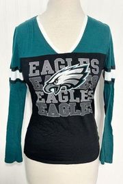 NFL Team Apparel Philadelphia Eagles Screen Print T Shirt Green Black Medium