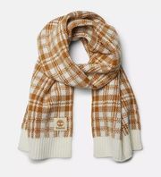 NWT  Scarf Winter Tan Camel & Cream / White Buffalo Plaid OS Knit