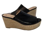 Via Spiga Black Wedge Espadrille Open Toe Mule Slide Sandal Size 7.5