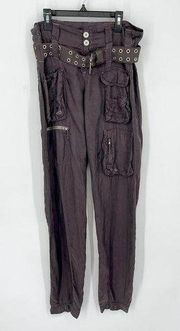 Pete & Greta By Johnny Was Women's Y2K Cupra Poplin Cargo Pants NEW Size 0 Gray