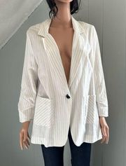 Drew Narrow Stripe Linen Blend Blazer Size Medium