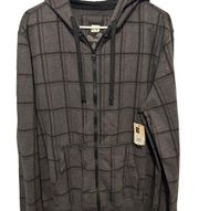 Op grey and black plaid full zip hoodie jacket size large