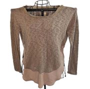 Anthropologie Deletta Knit Mixed Media Top | Brown | Size XS