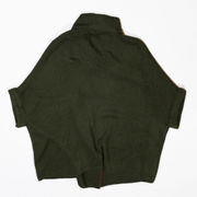 NEW Akemi + Kin Anthropologie Knit Stretch Vegan Leather Trim Poncho Sweater OS