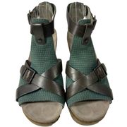 Dansko Chunky Heel Brown and Turquoise Leather Sandals Women’s Size 37 / 7