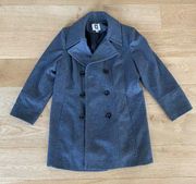 Anne Klein Wool Blend Double Breasted Pea Coat in Gray