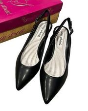 EASY STREET Faye Slingback Kitten-Heel Pumps $60 US Size 9 M Black Patent New