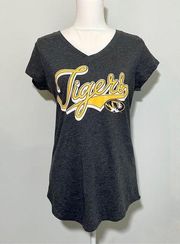 NWT Mizzou Tigers V-Neck Tee T-Shirt Top University of Missouri New Dark Gray