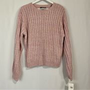 Blank NYC Women’s Cable Knit Crew Neck Sweater Lilac Mist Size Medium NWT