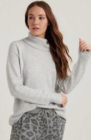 Lucky Brand Forward Seam Turtleneck Sweater LARGE Heather Gray Knit Oversized