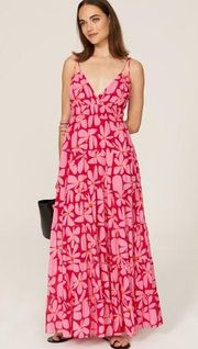 Hutch Swing Maxi Red Pink Vacation Spring Summer Wedding Guest Floral Large