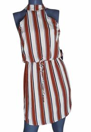 NWT Womens Dillards Jodi Kristopher High Neck Striped Sleeveless Dress - Sz XS