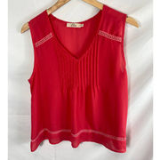 Elodie Sleeveless V Neck Blouse Size Large Pink