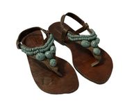 Mystique turquoise stones on top strap sandals size 7