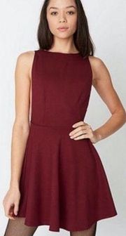 American Apparel Backless Short Skater Dress Maroon Burgundy Medium