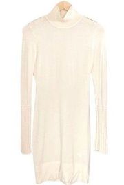 Karen Millen Cream Wool Bodycon Mockneck Long Sleeve Sweater Dress Size 2 | XS