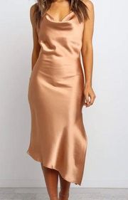 NWT Petal + Pup Cyprus Satin Cowl Neck Dress in Gold