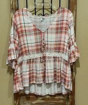 Maurice's  plaid baby doll top